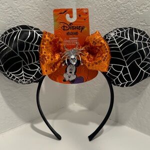 Disney Halloween Mickey Ears Spiderwebs with Crystal Spider Topper
